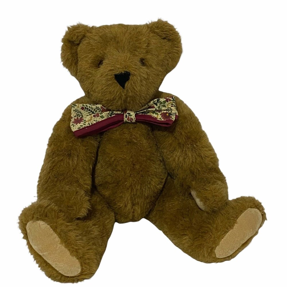 The Vermont Teddy Bear Company16” Brown Jointed Plush Stuffed Bear 1994 Bow Tie